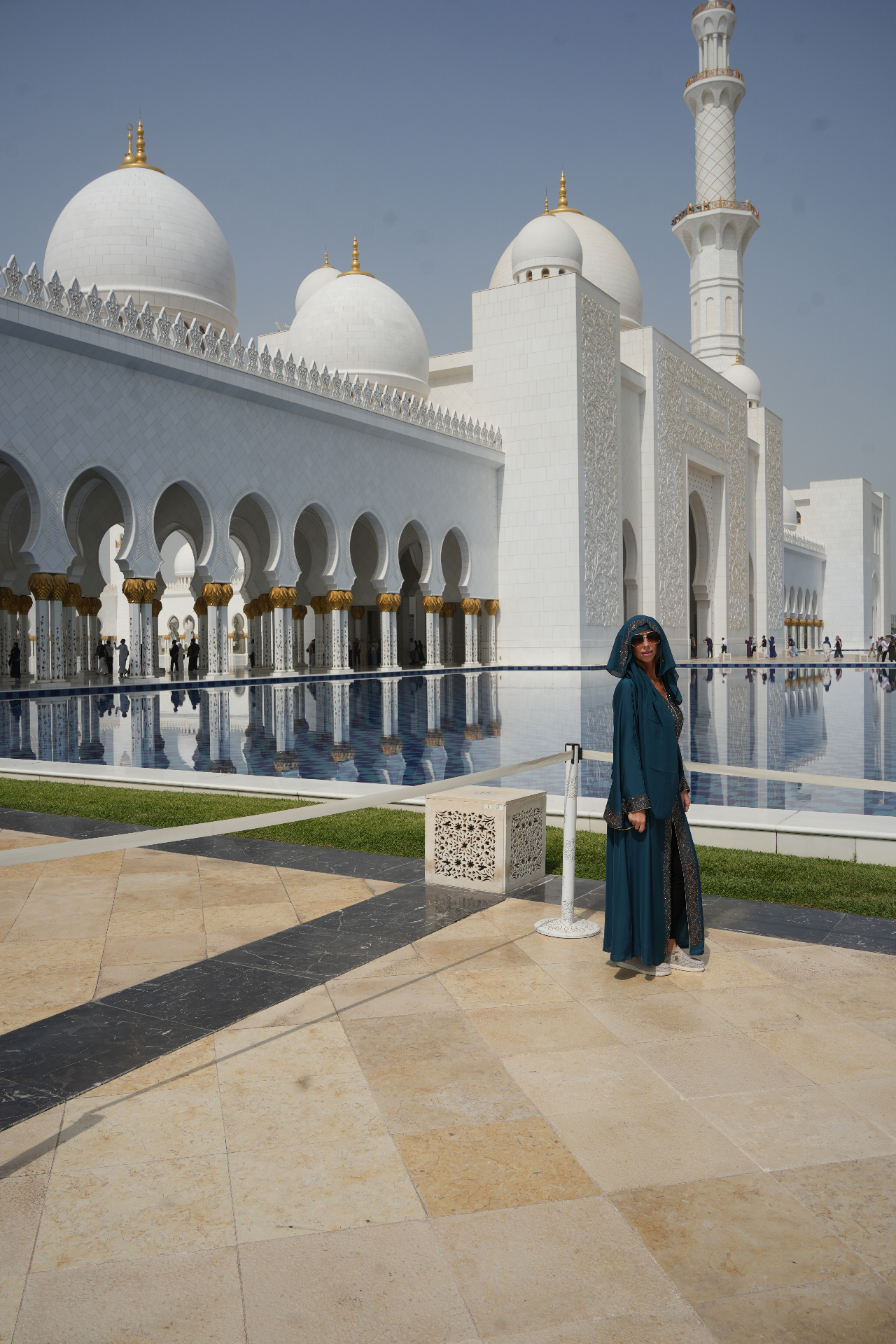 Alyssa at the Sheikh Zayed Grand Mosque in Abu Dhabi